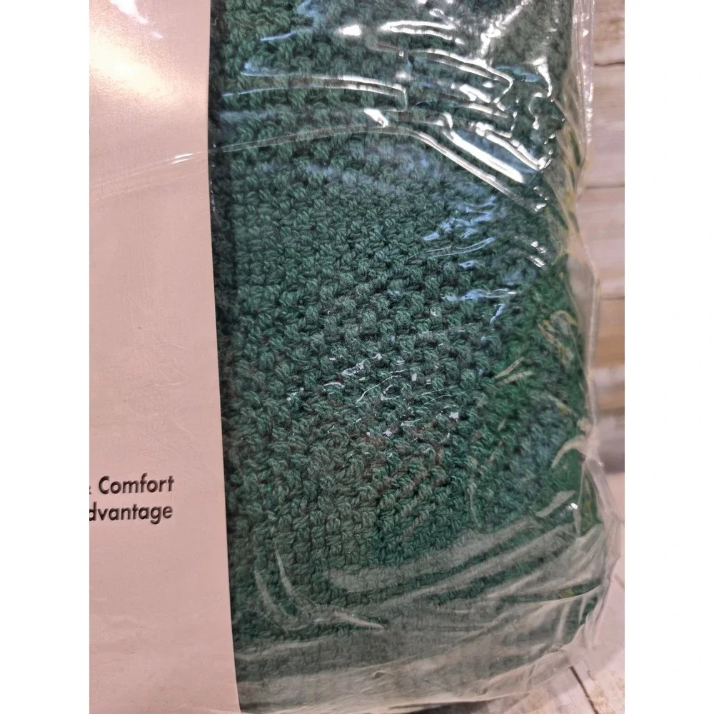 Jubilee Hunter Green Thermal Blanket 100% Cotton Twin Full 72x90 Made in USA NOS